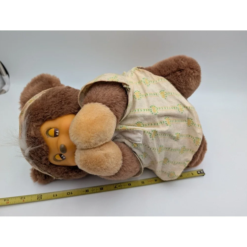 Teddy Bear Plush Brown Vinyl Face Sleeping Eyes Nightcap Gown 13in TB Trading Co